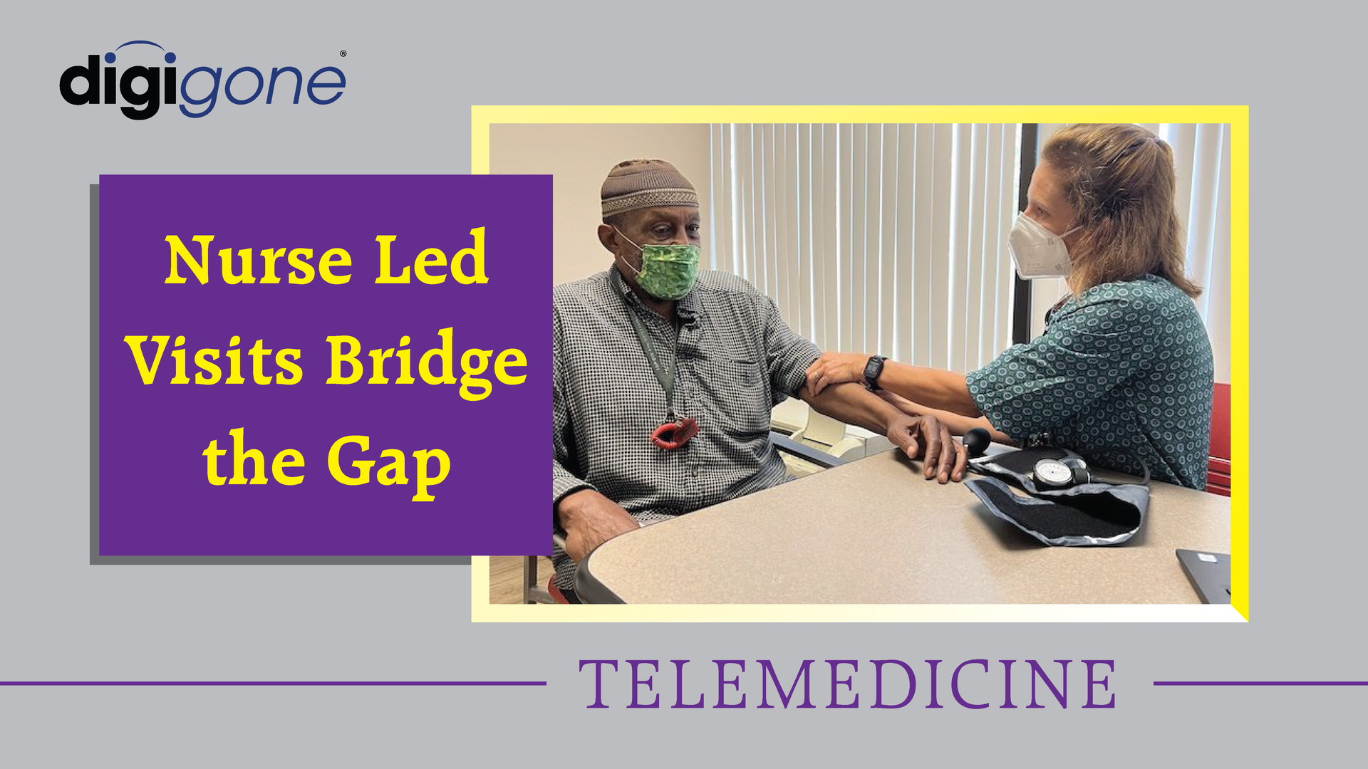 A banner with a picture of a doctor providing care to a patient, with the title