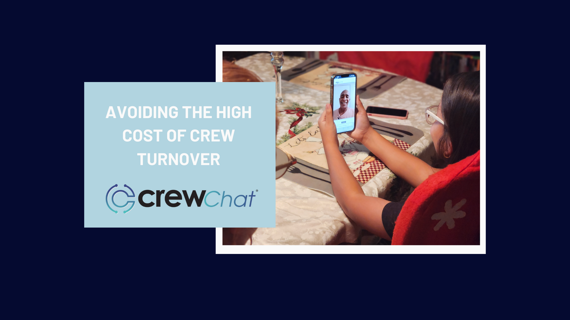 A banner showing a person on their phone during a video call, with the title text