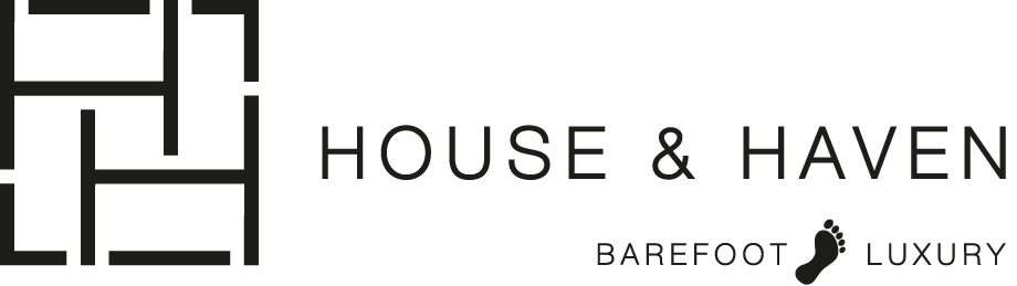House & Haven logo with black geometric icon and “Barefoot Luxury” tagline on white background