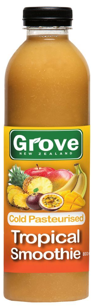 Grove Tropica Smoothie bottle with orange fruit drink and black cap
