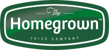 The Homegrown Juice Company logo in green and white
