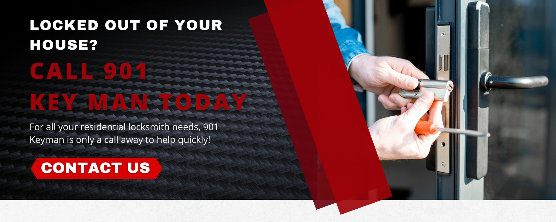 Locked-out locksmith ad with keys, door lock, and red “CALL 530 KEY MAN TODAY” contact button
