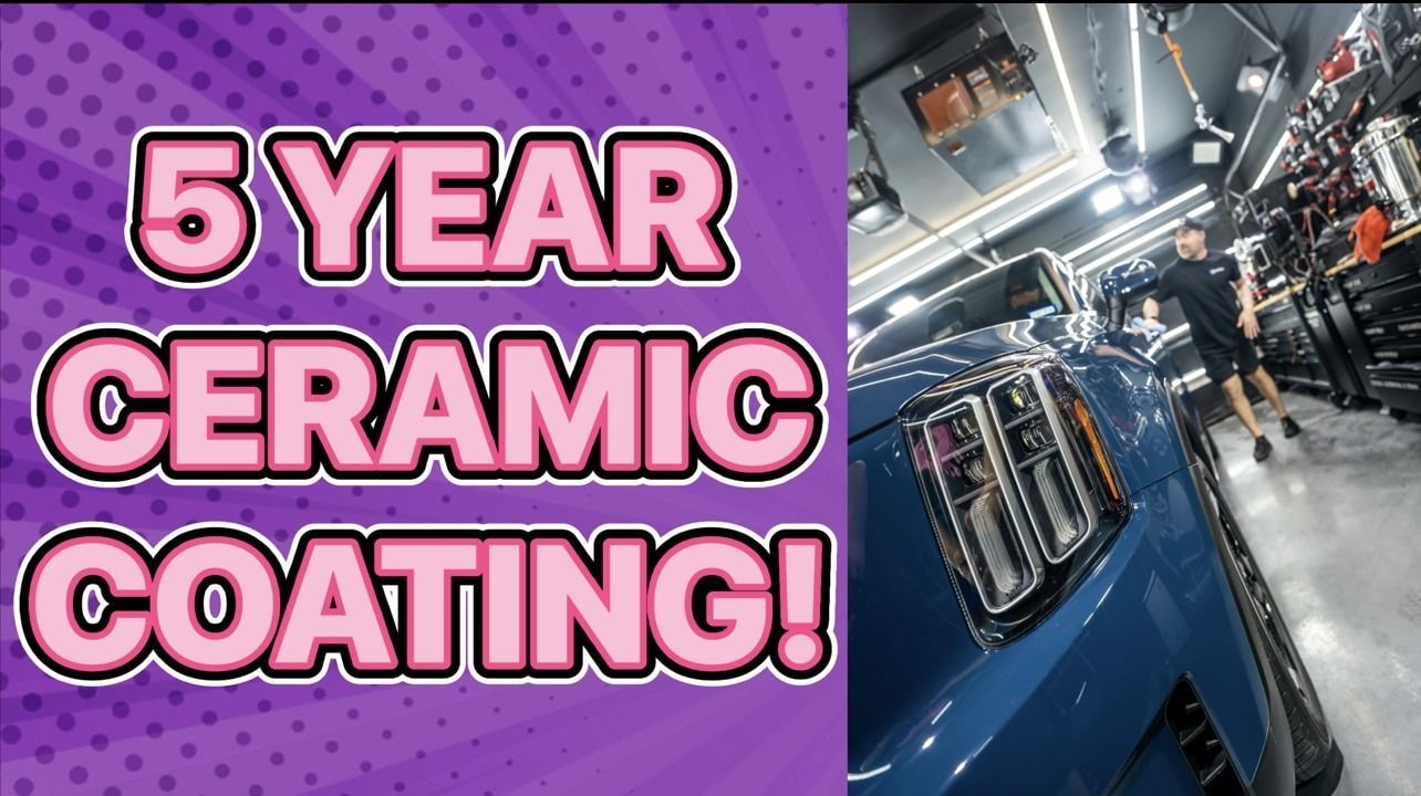 A blue car is getting a 5 year ceramic coating.