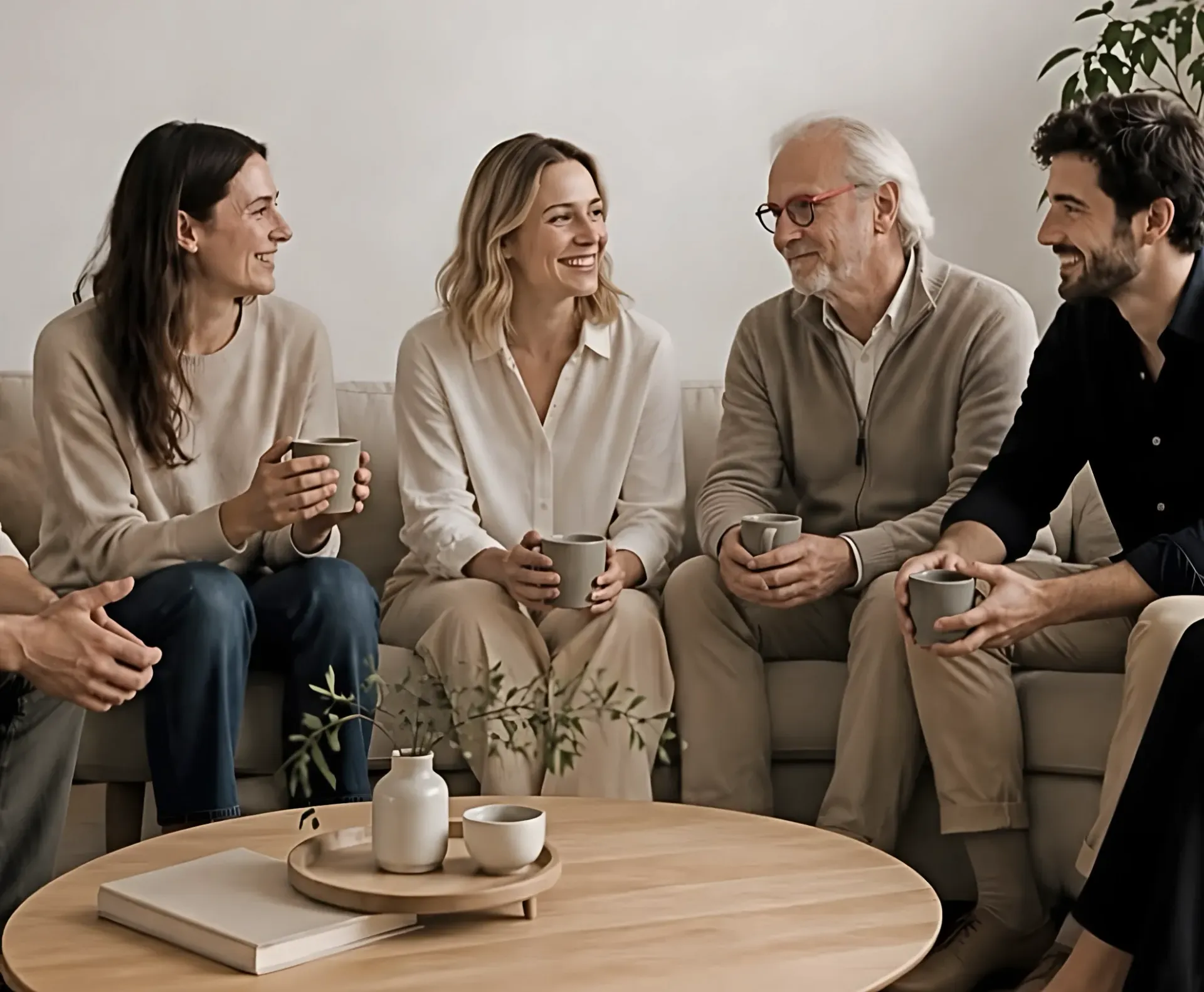 Foto von einem Dialogkreis mit Hans Karl Stephan Böhme zusammen mit fünf Teilnehmer:innen