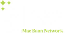 A white background with green letters that say mae baan network