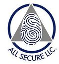 The logo for all secure llc shows a fingerprint in a triangle.