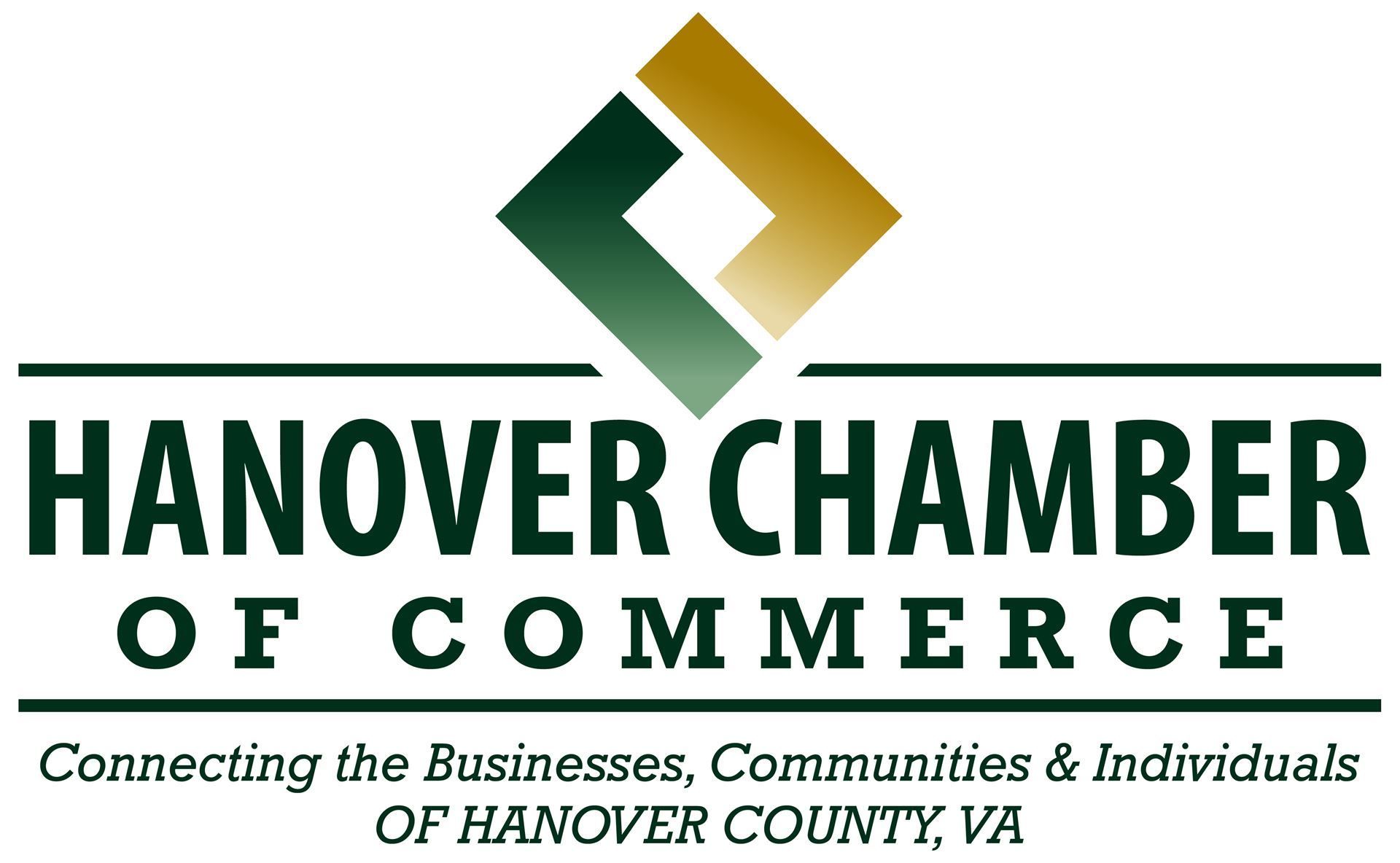 The logo for the hanover chamber of commerce connecting the businesses , communities and individuals of hanover county , va