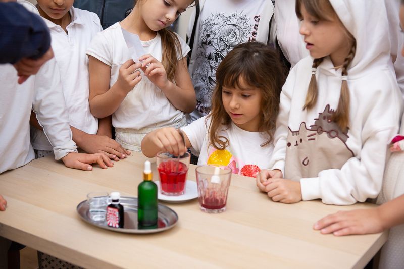 Montessori children during a science lesson