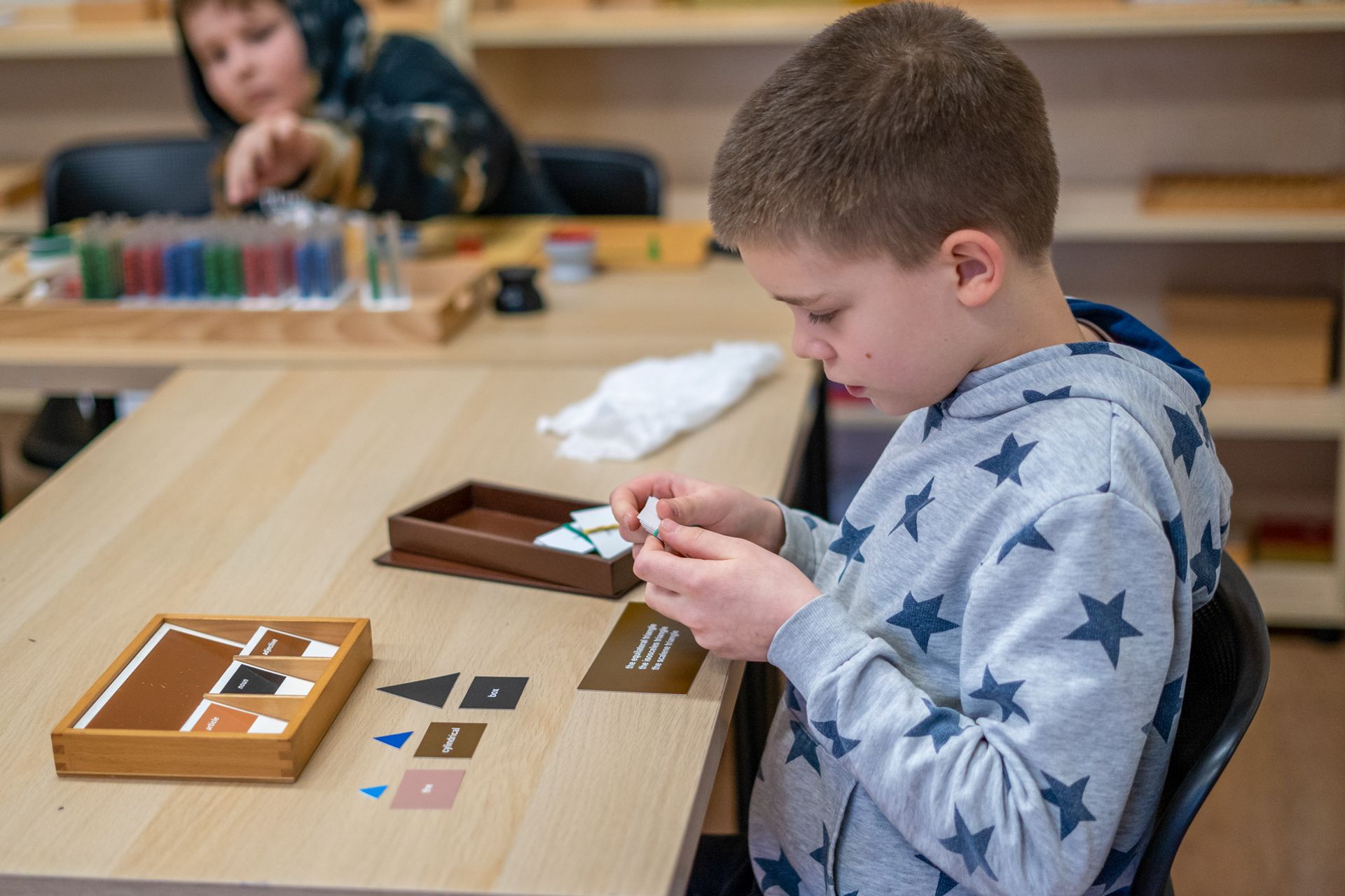 Montessori children during a science lesson