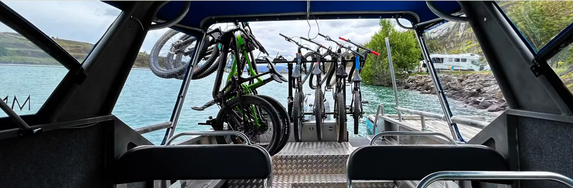 BOAT shuttle service for bikes and passengers, a great experience on the lake and perfect way to finish the day