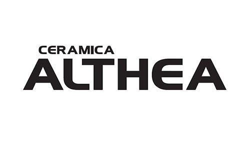 Logo "CERAMICA ALTHEA" in testo nero su sfondo bianco. La scritta "CERAMICA" si trova sopra "ALTHEA".