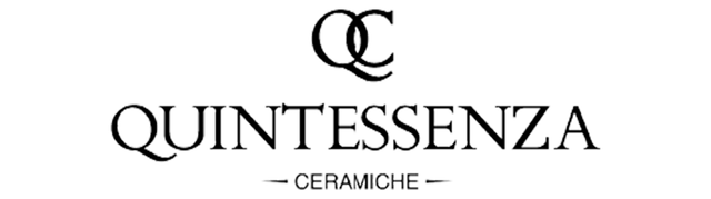 Logo dell'azienda Quintessenza Ceramiche. Presenta il simbolo "QC" sovrapposto e il nome del marchio in basso.
