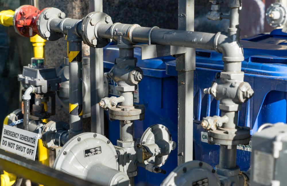 Close-up of Industrial Pipes With Valves and Gauges — Keyeng in Slade Point, QLD