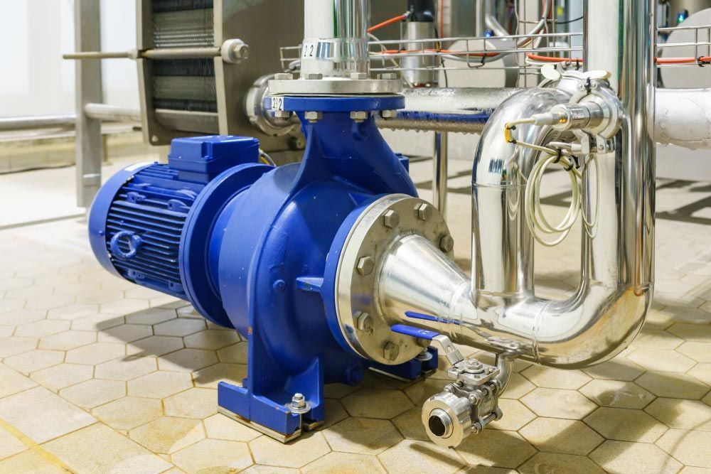 Blue Industrial Centrifugal Pump in a Factory Setting — Keyeng in Slade Point, QLD