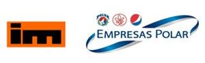 Logotipos de 'im' y 'Empresas Polar' con íconos de marca y texto de colores sobre fondo blanco.