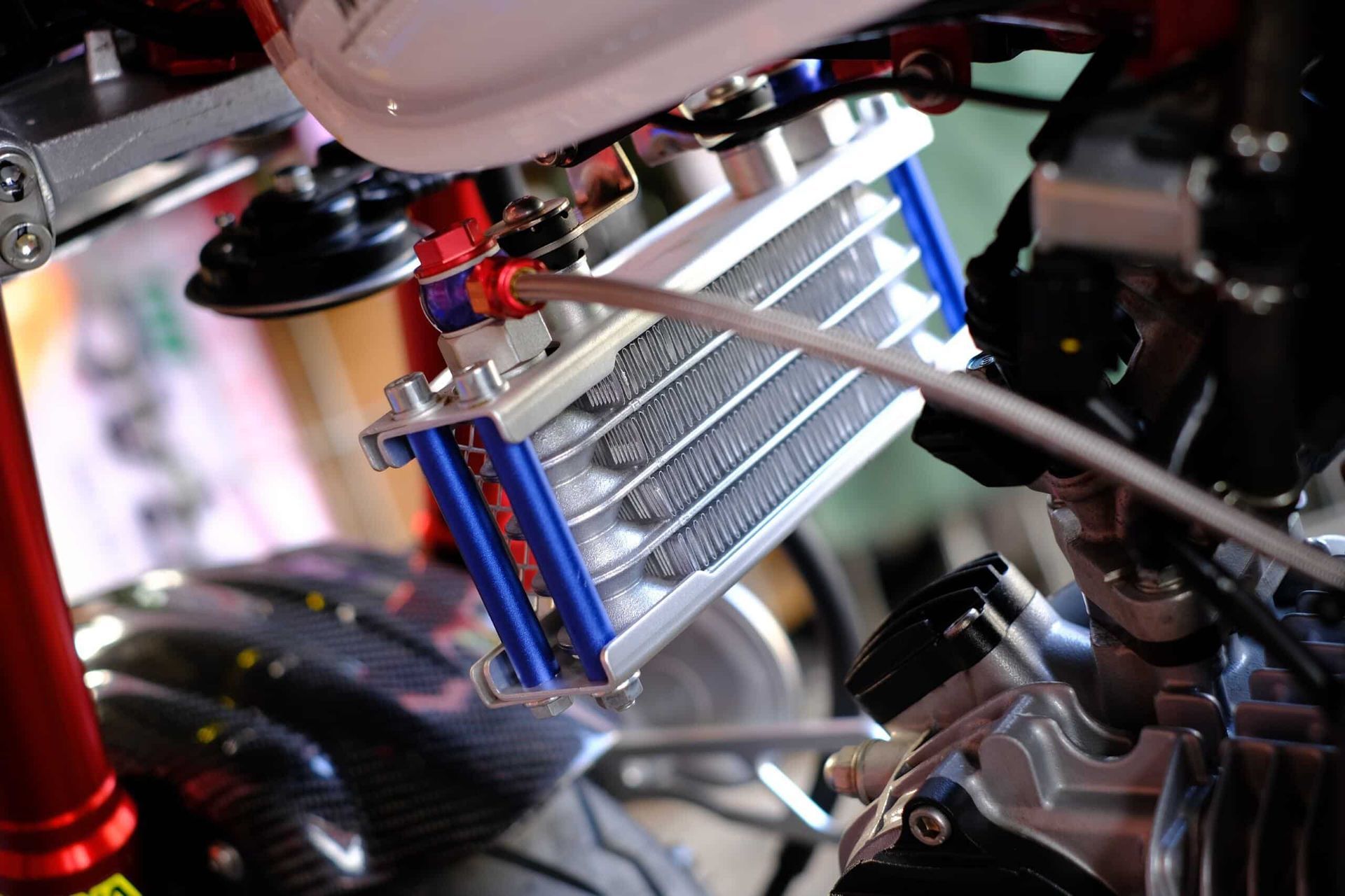 A Close Up of a Radiator on a Motorcycle Engine — Steve's Service Centre in Albury, NSW