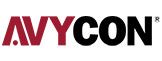 Logo of AVYCON in burgundy and black.