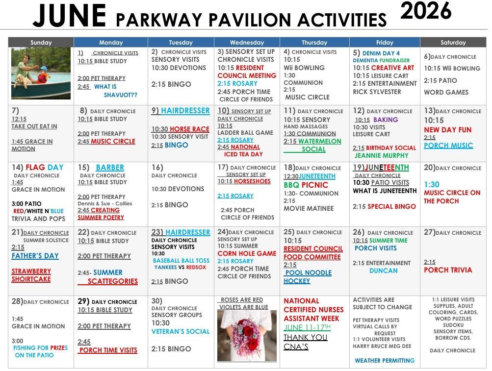 Calendar | Parkway Calendar | Parkway