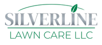 Silverline Lawn Care LLC logo in gray and green with leaf icon