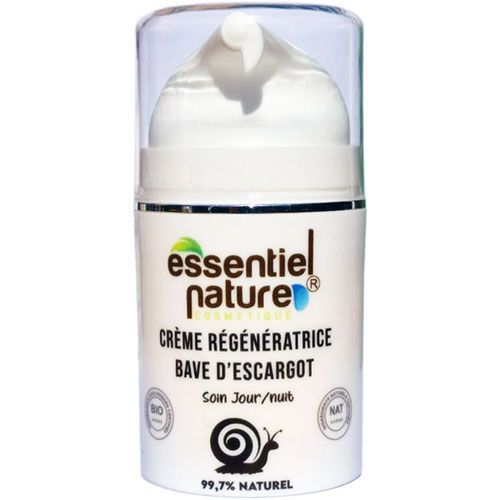 Crème régénératrice bio à la bave d'escargot Notre best seller depuis de nombreuses années voici la crème régénératrice à la bave d'escargot. C'est un soin qui s'applique en crème de jour comme de nuit. Cette crème est celle très efficace que nous recommandons contre l'acné