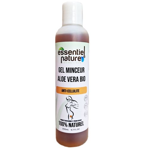 Gel anti-cellulite à l'Aloe Vera BIO qui s'applique par massage sur le ventre, cuisses, hanches et fesses.