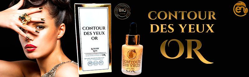 soin à l'OR revitalisant & anti-âge du contour des yeux Deuxièmement, nous vous recommandons d'appliquer le CONTOUR DES YEUX OR pour décongestionner les poches et lisser le contour de yeux. Rapide, efficace qui donne une effet tenseur lifting immédiat. L’or est en effet, dix fois plus puissant que l’acide hyaluronique. Un regard avec effet pailleté plus jeune et plus intense. Soin bio 100% naturel, certifié bio & végan