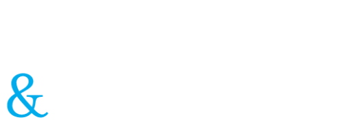 Blue ampersand symbol on a white background