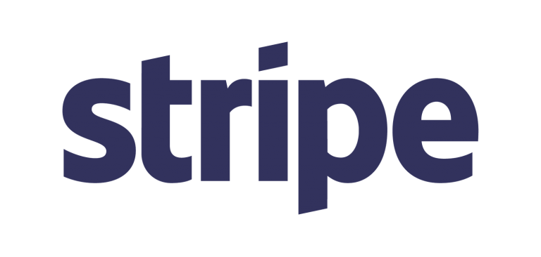 Stripe logo in dark purple on a white background