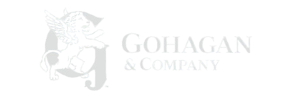 Faded white logo reading “Gohagan & Company” with a stylized emblem on a light background