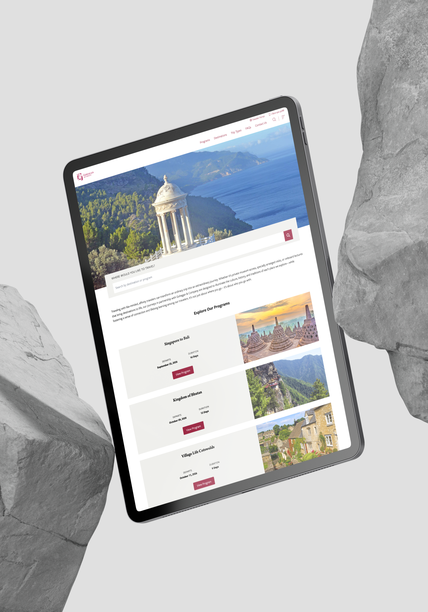 Tablet showing Gohagan & Company website
