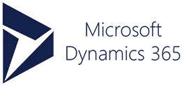 Microsoft Dynamics 365 logo with blue geometric icon and gray text