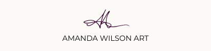Amanda Wilson Art logo with stylized purple initials above the company name