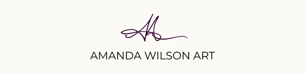 Amanda Wilson Art logo with stylized purple initials above the company name