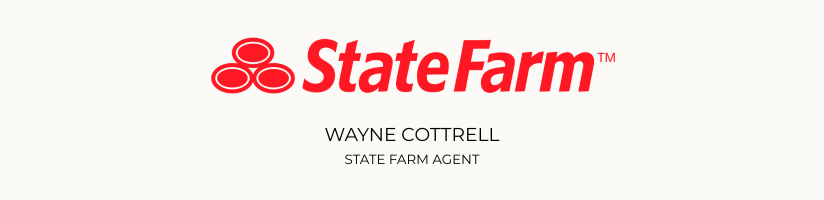 State Farm logo with Wayne Cottrell and agent contact information on a white background
