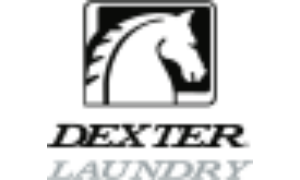 Dexter Laundry logo: horse head in a square, black text "DEXTER LAUNDRY" with a shadow.