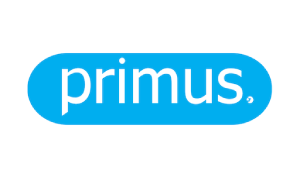 "primus." text in white, inside a light blue, capsule-shaped background.