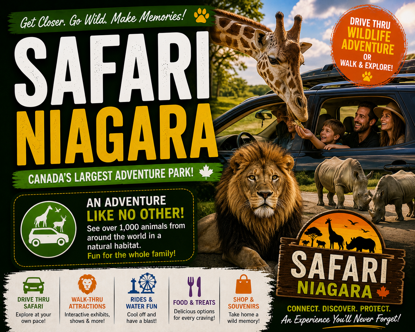 Safari Niagara wildlife park and zoo experience near Niagara Falls Canada