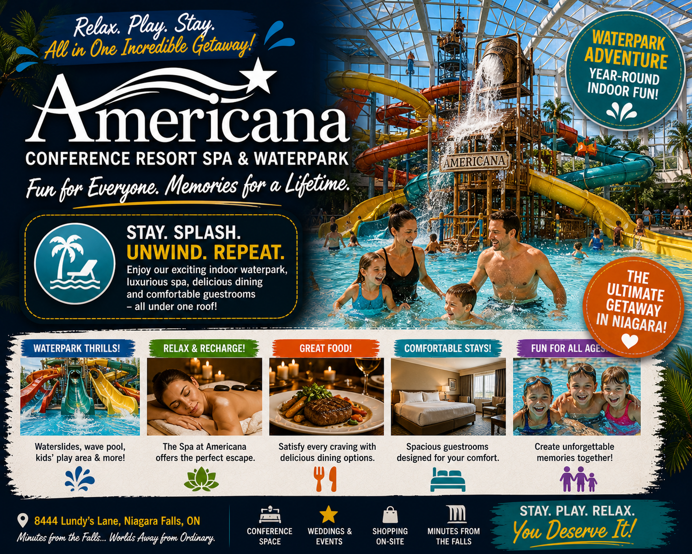 Americana Resort indoor waterpark and family resort in Niagara Falls Canada