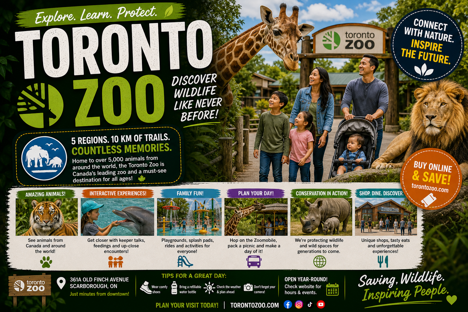 Toronto Zoo wildlife park with animals and exhibits in Toronto Ontario Canada