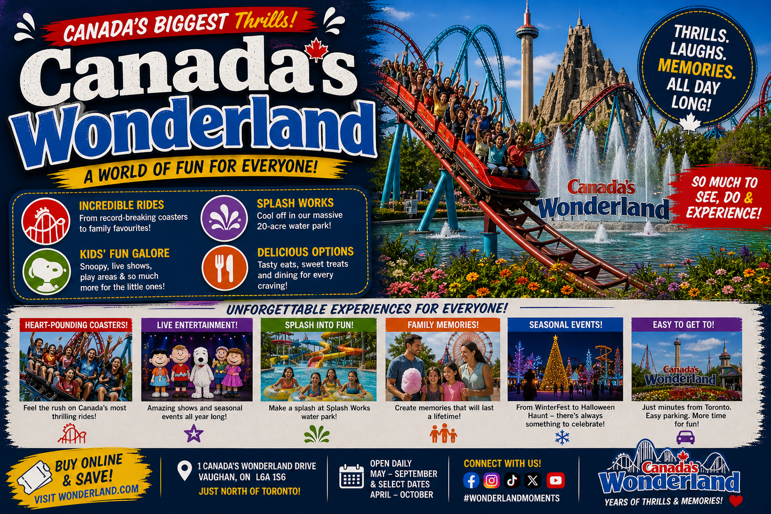 Canada's Wonderland amusement park with roller coasters in Vaughan Ontario Canada