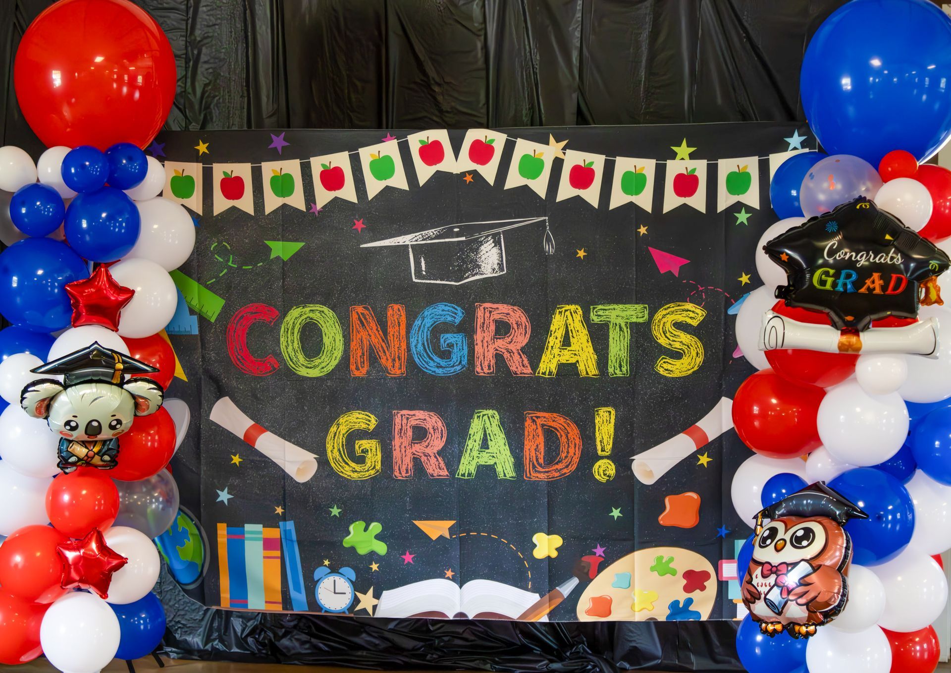 Graduation party backdrop with 