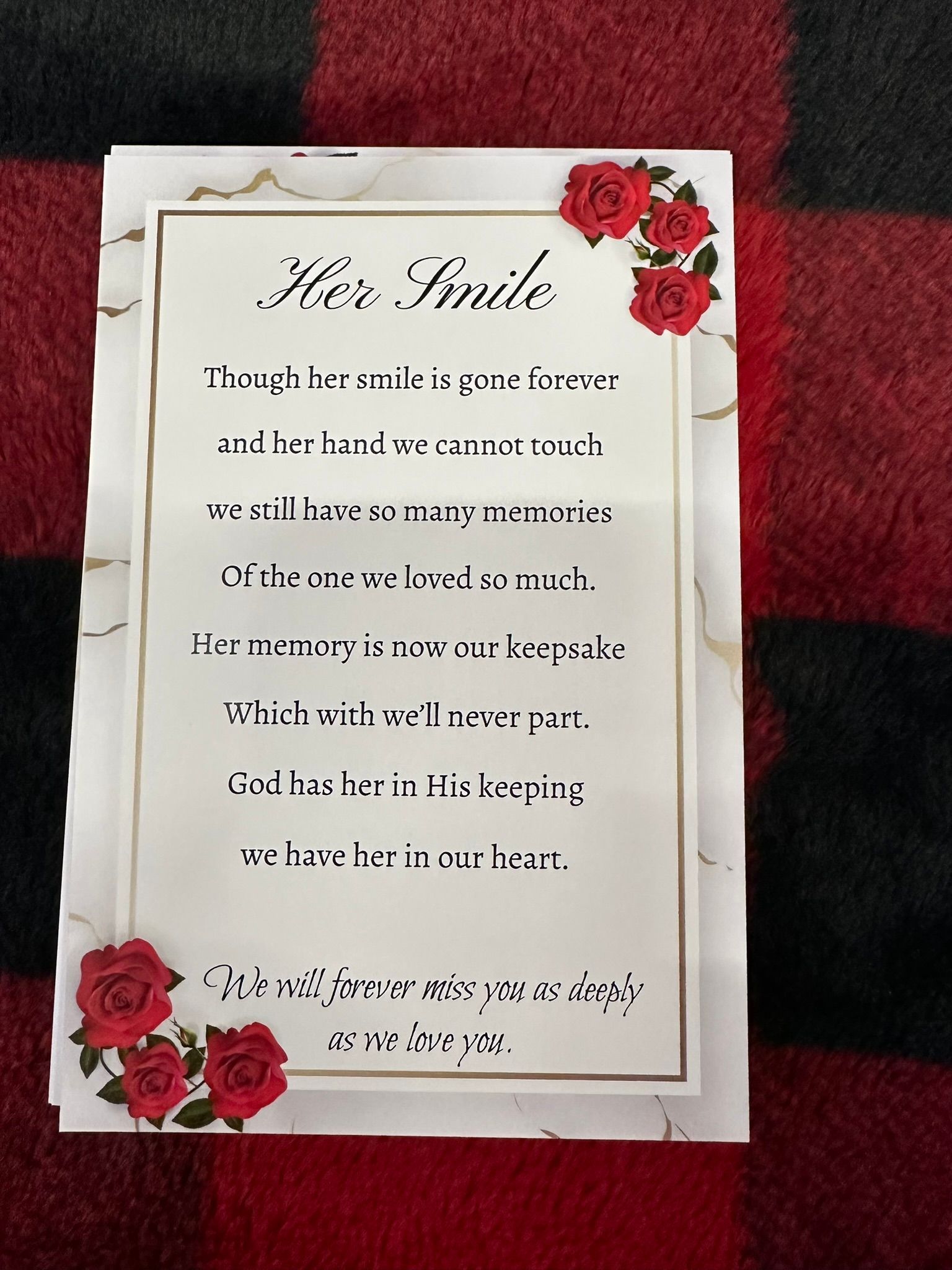 Card with poem 