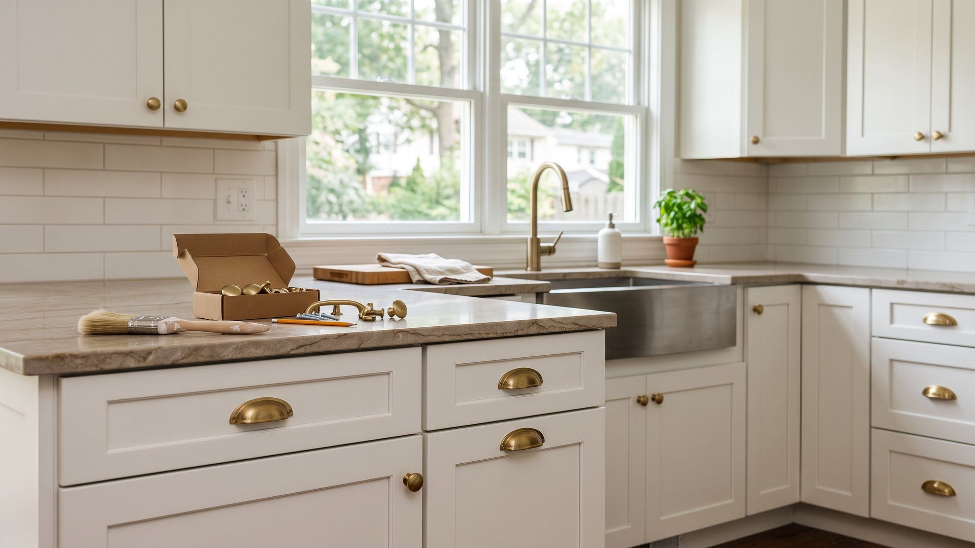 freshly painted kitchen cabinets in a Somerset County NJ home