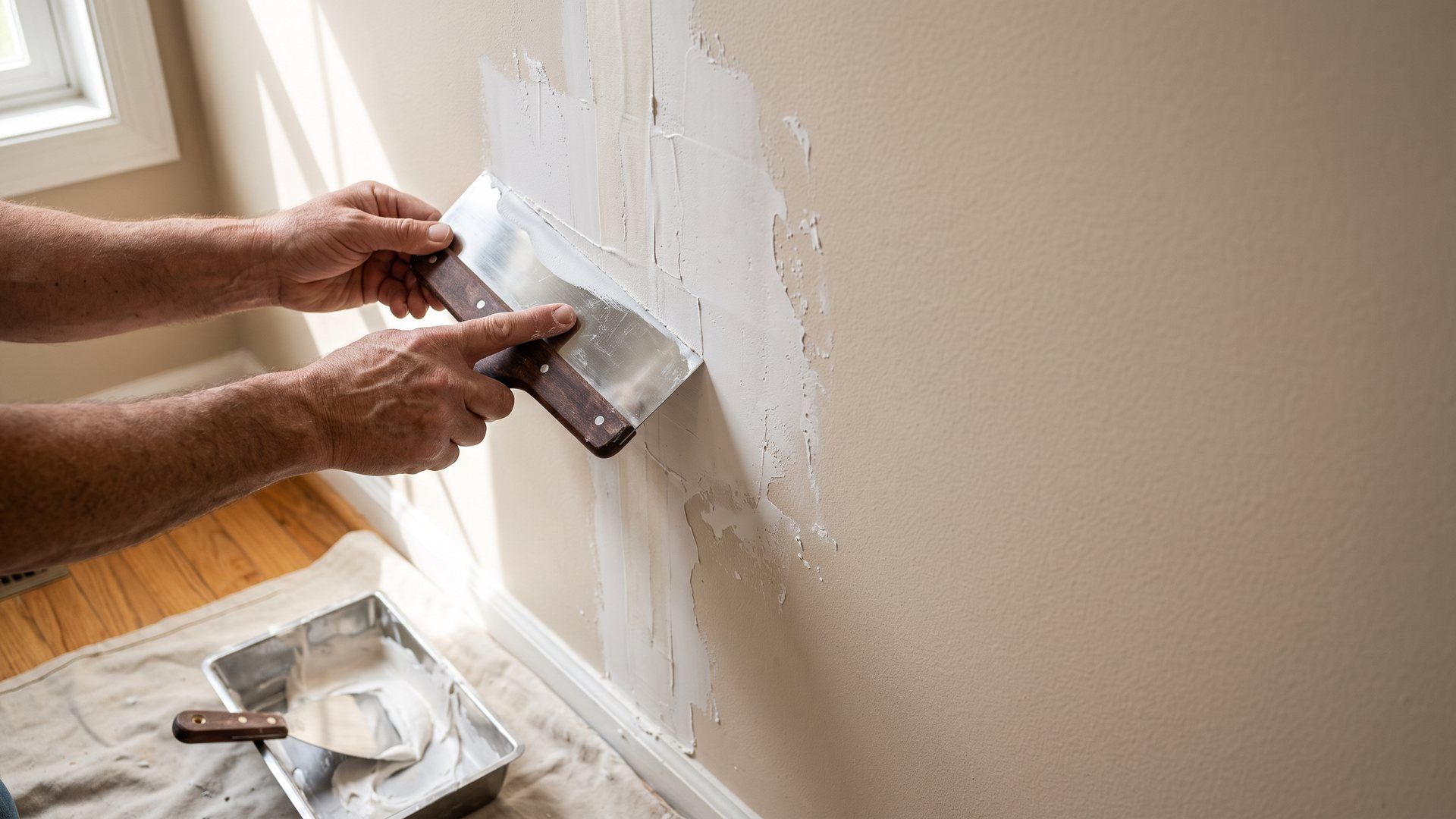 drywall repair in progress in a Somerset County NJ home