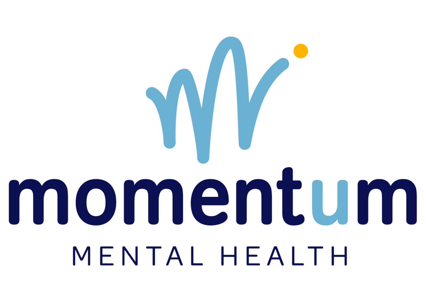 Momentum Mental Health logo in blue and light blue with a stylized “M” icon.