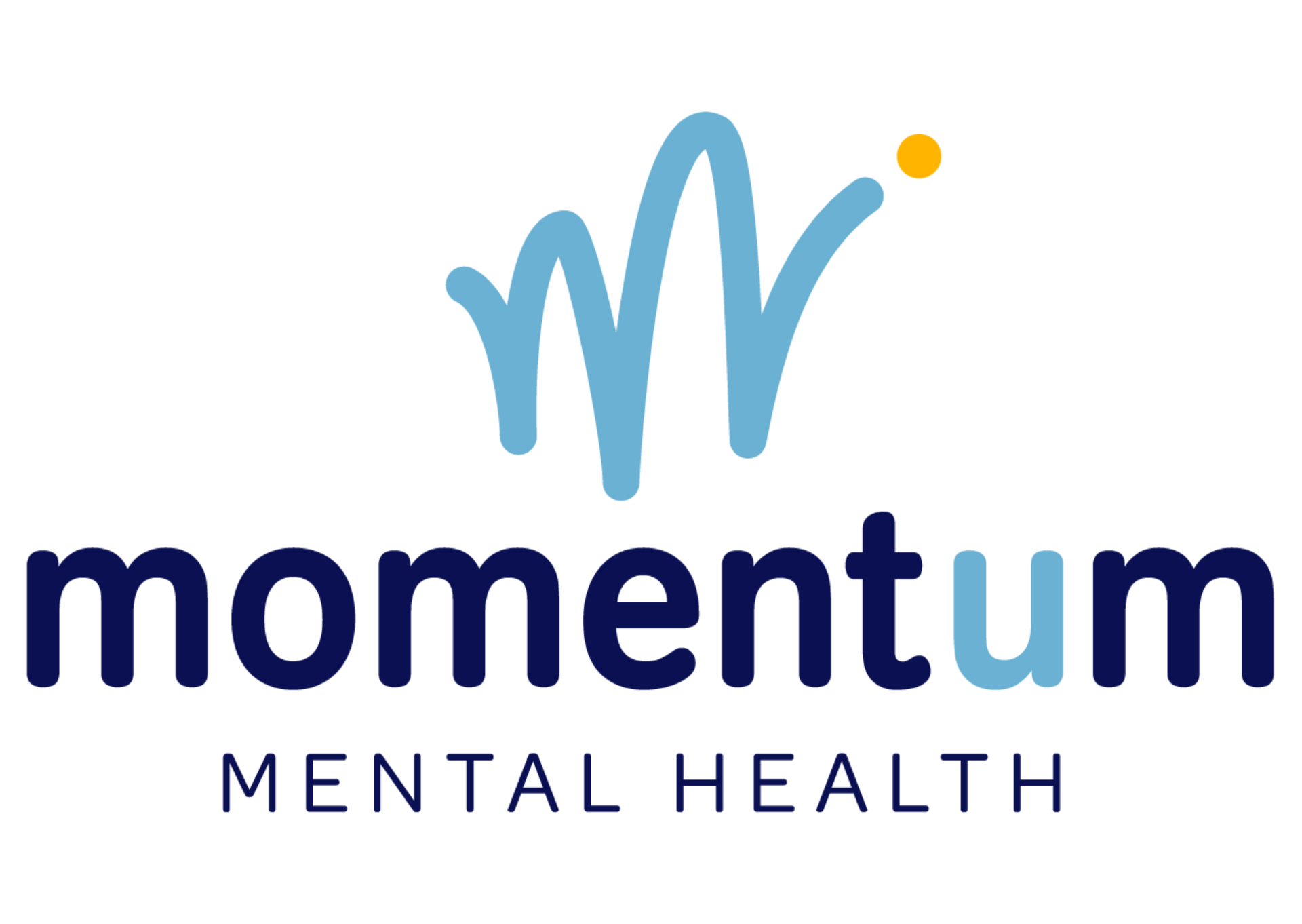 Momentum Mental Health logo in blue and light blue with a stylized “M” icon.