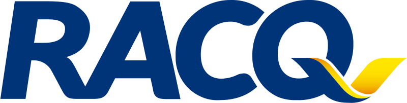 RACQ logo in blue and yellow lettering on a white background