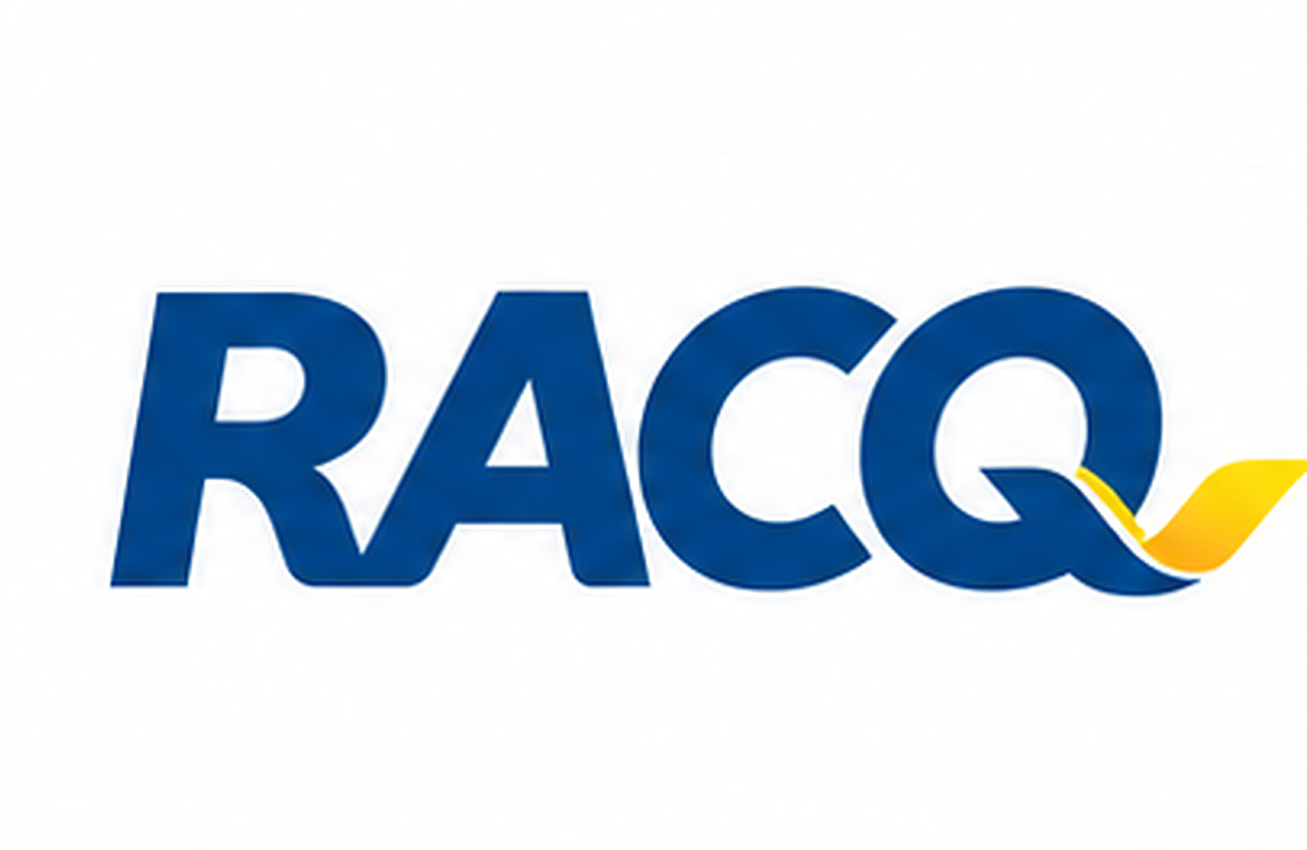 RACQ logo in blue with a yellow checkmark swoosh
