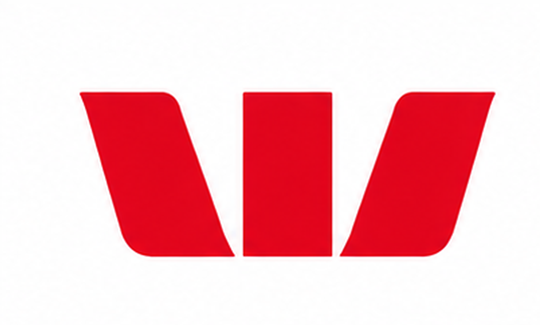 Red stylized bank logo with three geometric panels on a white background