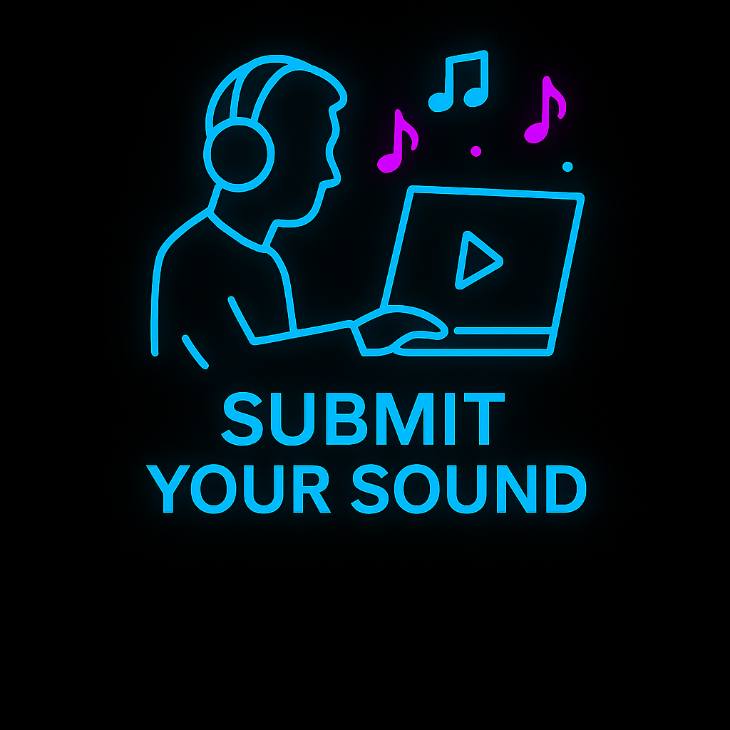 Submit your music thumbnail with purple download icon and artist spotlight